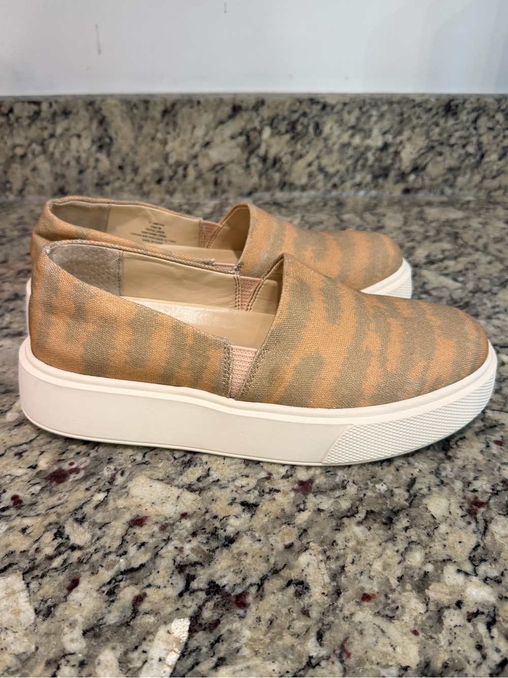 Vince Camuto Abbina Peach and Taupe Slip-On Platform Sneakers